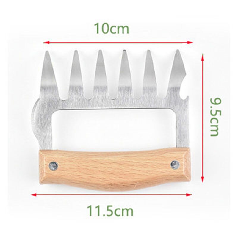 Horquilla de triturador de carne con forma de garra de oso, horquilla de acero inoxidable para barbacoa, trituradora de barbacoa, herramienta para cortar pollo, pato, pavo, estabilizador