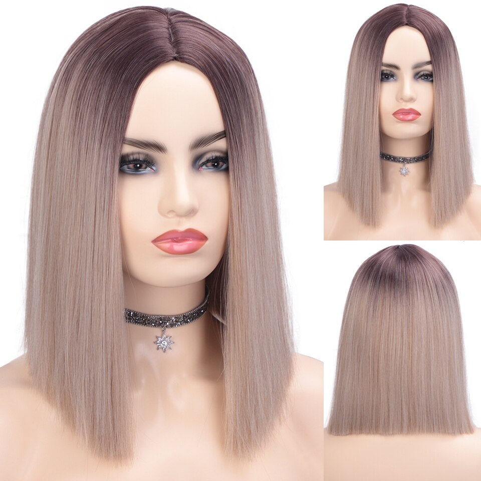 AISI HAIR Purple Bob Wig Straight Hair 12 Inch Synthetic Wigs for Black Women Pink Orange Colorful Cosplay Wig Heat Resistant: R6-30-60