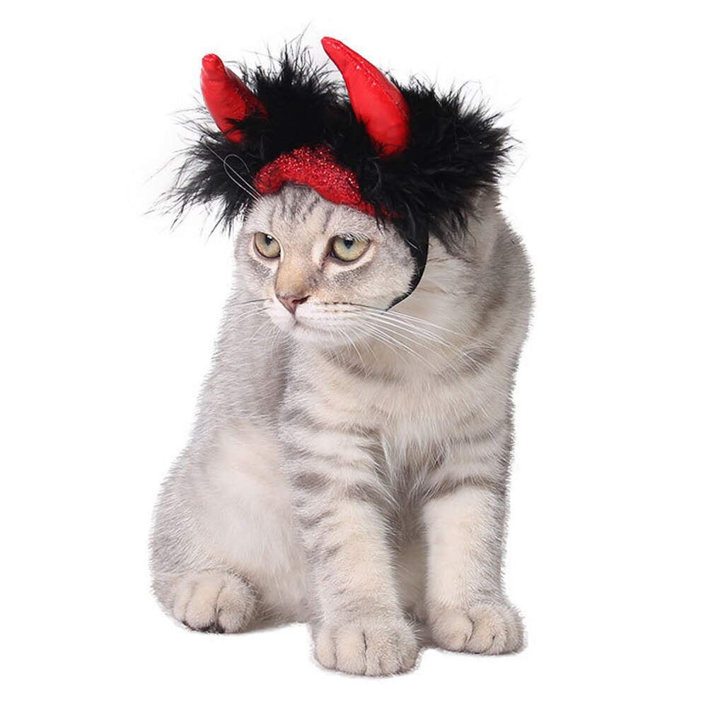 Halloween diable mignon chat de compagnie chiot casquette décoration fournitures corne chapeau chat accessoires