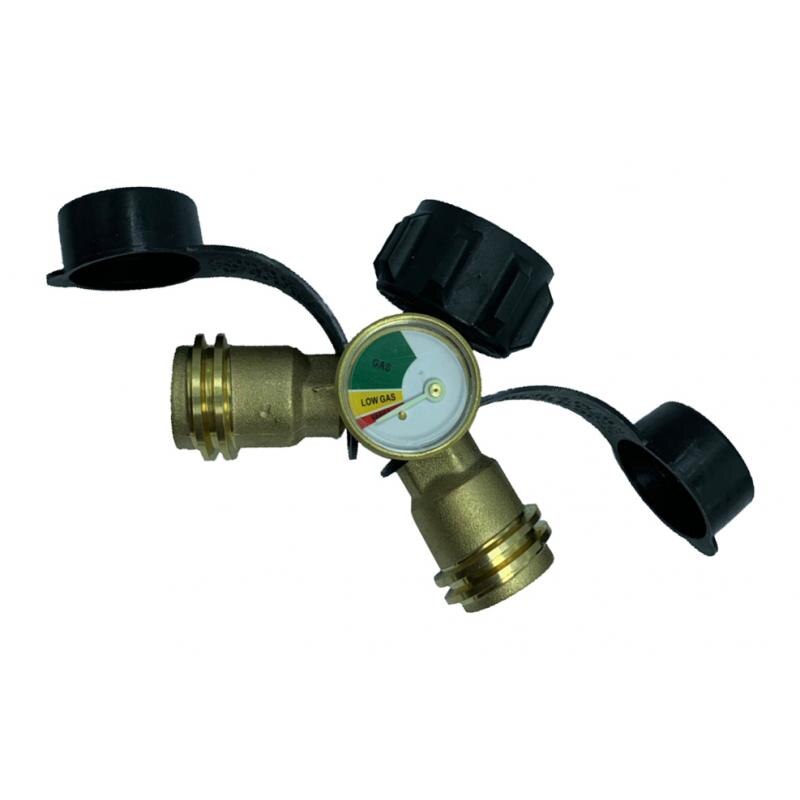 Propane Adapter with Gauge QCC Propane Splitter Propane Gas Splitter Tee Gas Adapter Grill Connector