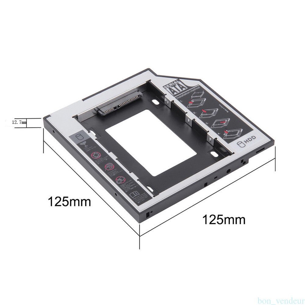 Caddy de disque dur SSD SATA de 12.7mm pour ASUS X70L X70S X70Z X71 X71A X71Q X71SL X71T X71TL X71TP X71V X71VN X70IO