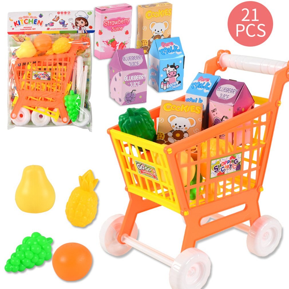 Mini Simulatie Winkelwagen Kids Pretend Play Toy Plastic Monteren Demonteren Winkelwagen Baby Spelen Huis Speelgoed