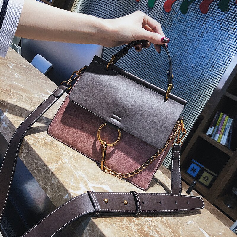 Kæde skuldertaske håndtaske kvinders cirkel hasp pu læder messenger tasker vintage tote tasker
