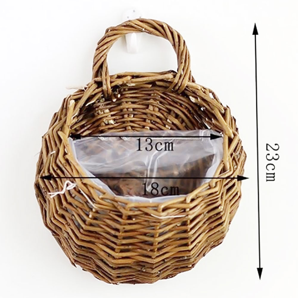 Flettede rattan blomsterkurv håndlavet 23*18cm vase hængende kurv planter rede vin krukke beholder væg plante indretning