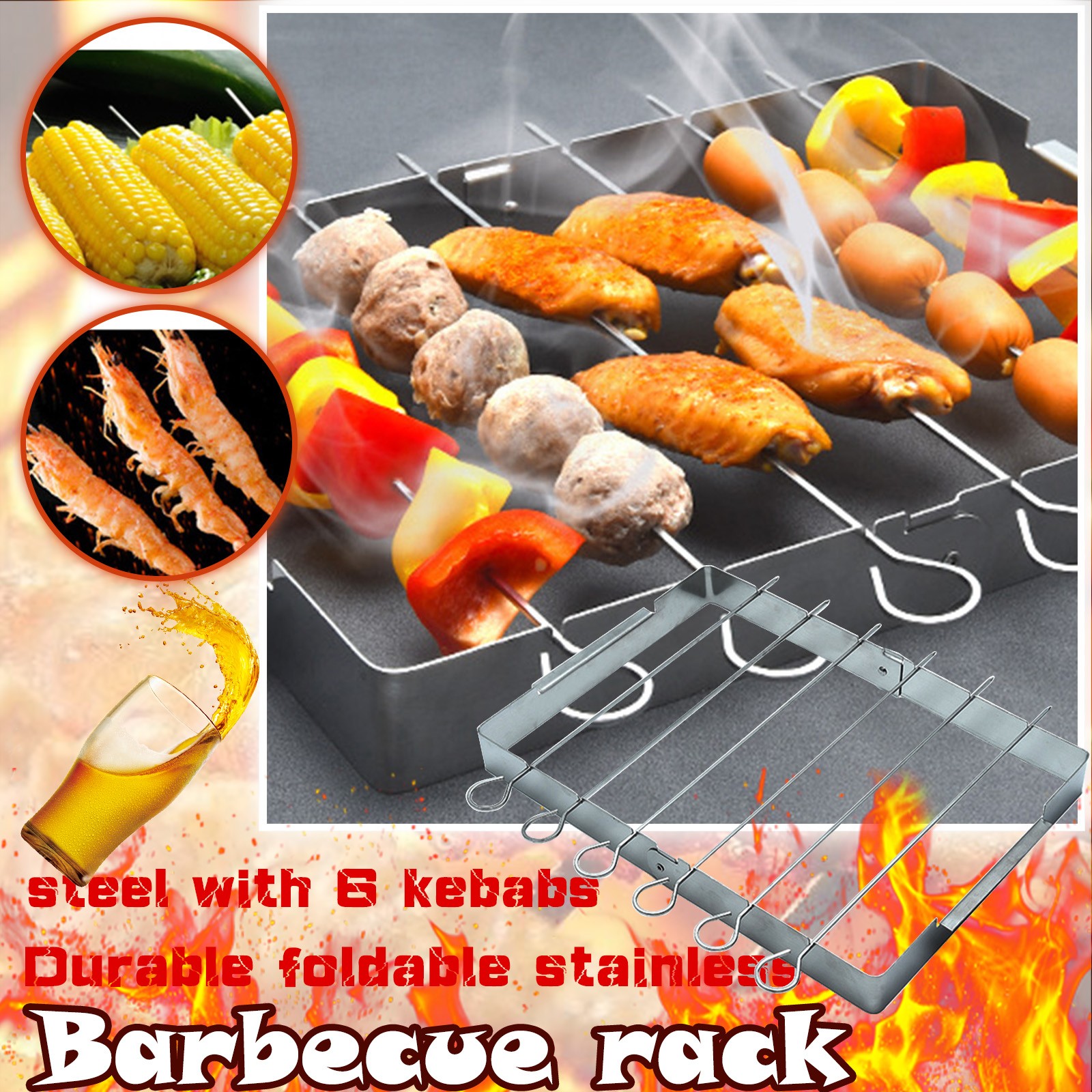 Edelstahl Spieße Shish Prämie BBQ Spieß Gestell Für Grillen Shish Kabob Und Spieße dauerhaft Faltbare Grill Gestell