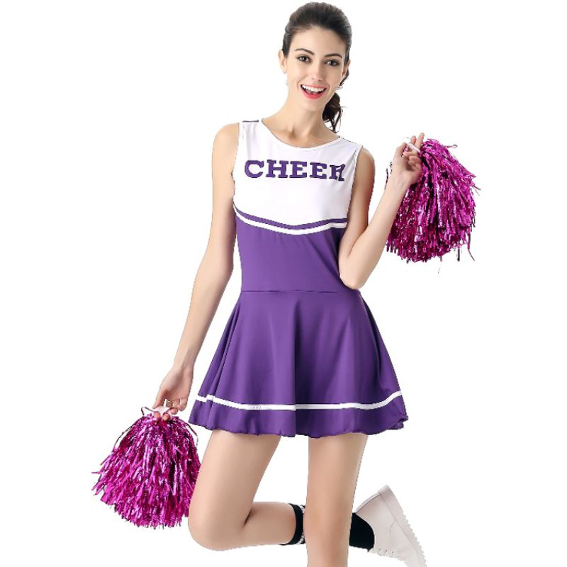 6 Kleuren High School Meisje Muziek Mini Jurk Cheerleader Uniformen Sexy Meisje Stage Performance Vrouwelijke: purple