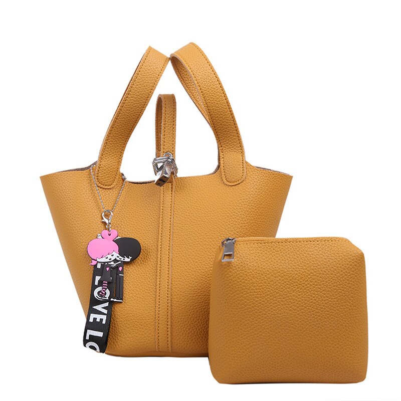 women's Bucket Bag Korean versatile Handle Shoulder Bag Net red broadband shoulder bag Bucket Bag: Yellow