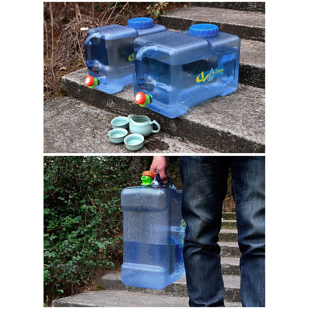 Cubo de agua para acampar, cubo de agua para beber con tapa y espita, jarra de agua cuadrada de 12 L para acampar, hacer senderismo, gira con auto-conducción