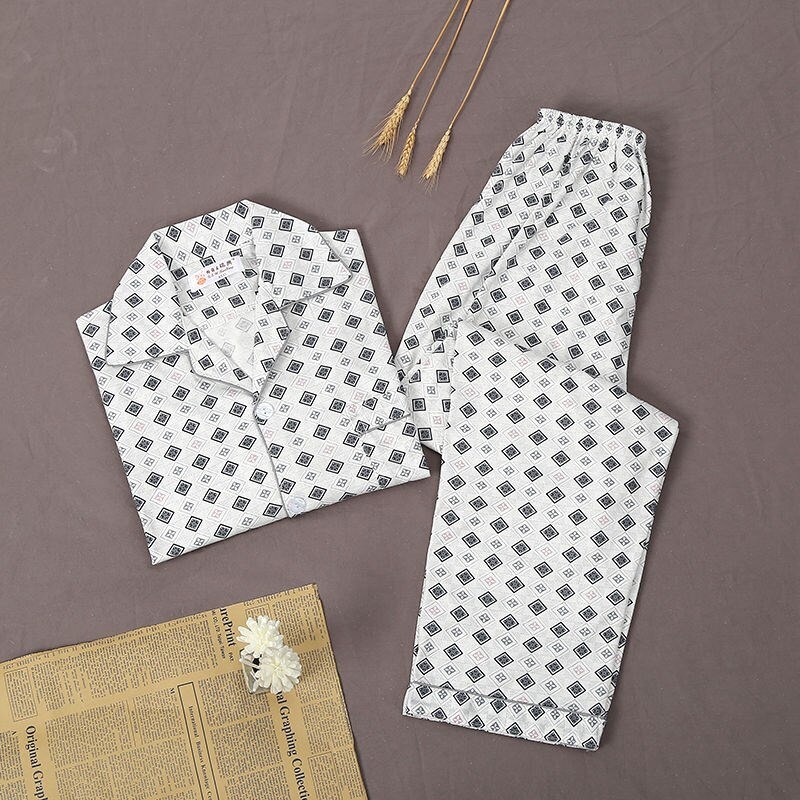 Summer Casual knit Cotton Pajama Sets for Men Short Sleeve Long Pants Sleepwear Pyjama Male Homewear Lounge Wear Clothes: 523 / XXL