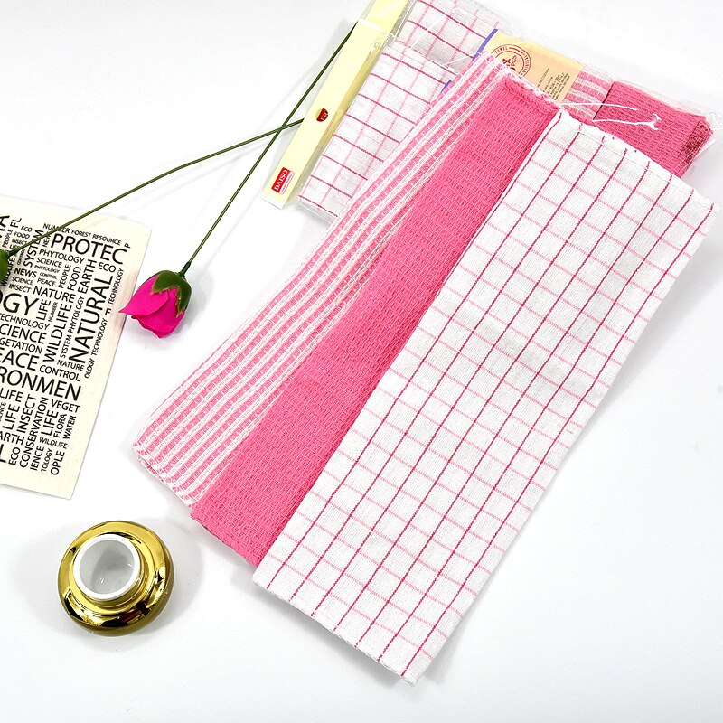 3 stk bomull kjøkkenhåndkle oppvask rengjøringshåndklær vaffelstripet klut absorberende fille skuresvamp hjemmerengjøringsverktøy teklut