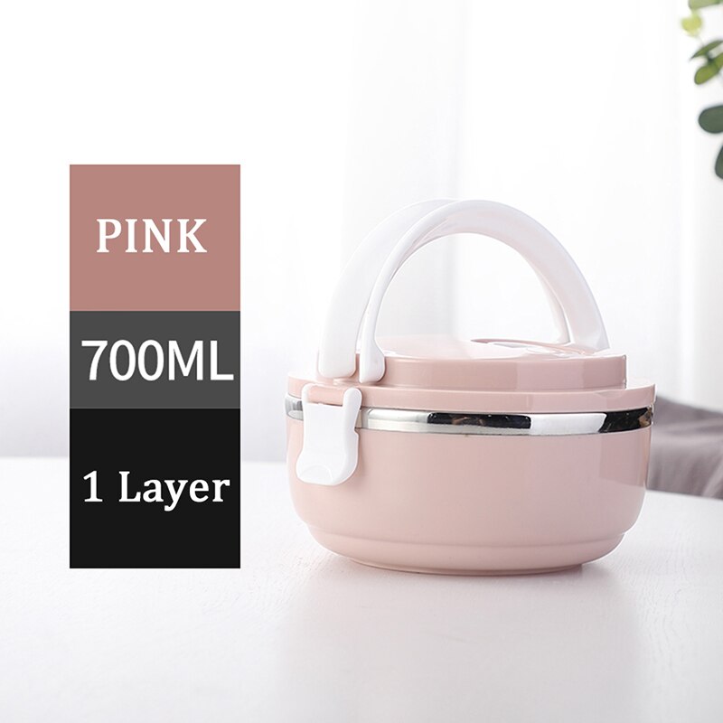 TUUTH 304 Roestvrij Staal Japanse Lunchbox Thermische Voor Voedsel Draagbare LunchBox Voor Kinderen Picknick Kantoormedewerkers School: JpA-1Layer-Pink