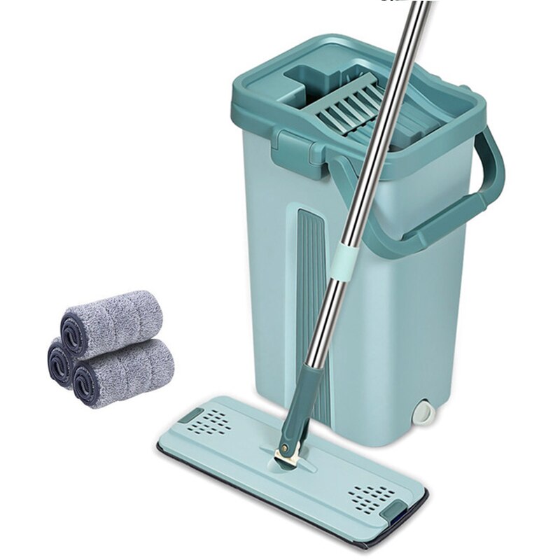 MSV Touchless Mop, zelfreinigingssysteem, dweil ✓ incl. emmer 4 liter ✓ reiniging voor alle soorten vloeren ✓ tegels ✓ parket ✓ linoleum ✓ laminaat | reservemop