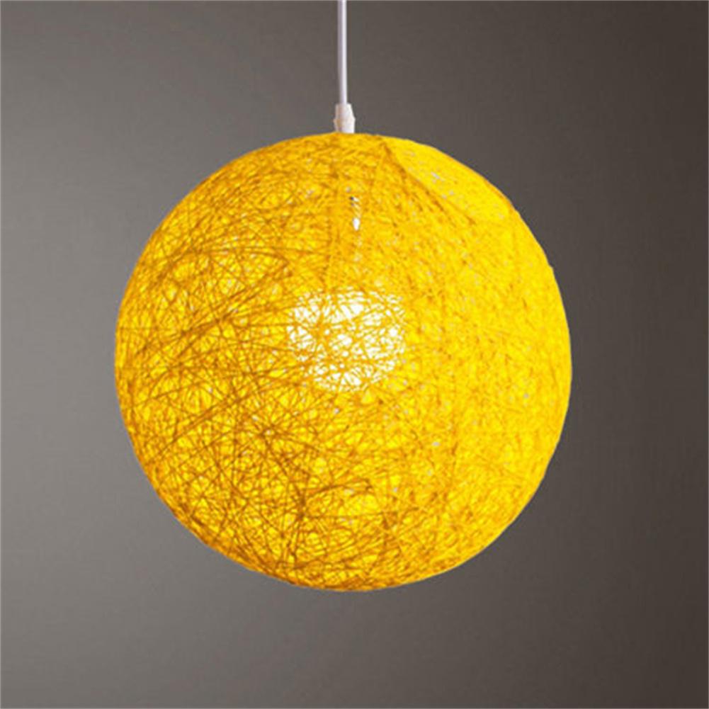 Round Concise Hand-woven Rattan Vine Ball Pendant Lampshade Light Lamp Shades Light Accessories(15cm Diameter): Yellow