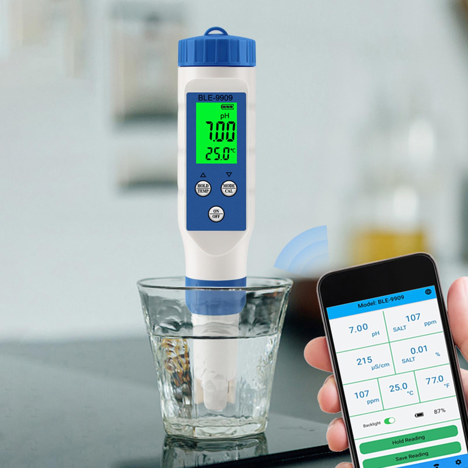 Water Tester PH Meter,PH,EC/Tds/Salinity,Temp Measurement EC Meter for Swimming Pools