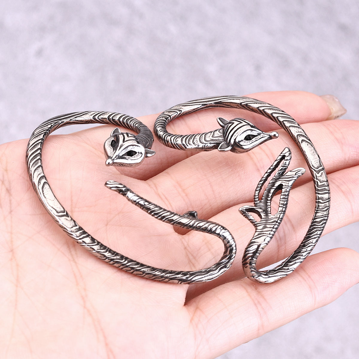 Stainless Steel Fox Clip Earring Girls Punk Hip Hop Boutique Handmade Non-piercing Ear Cuff Jewelry