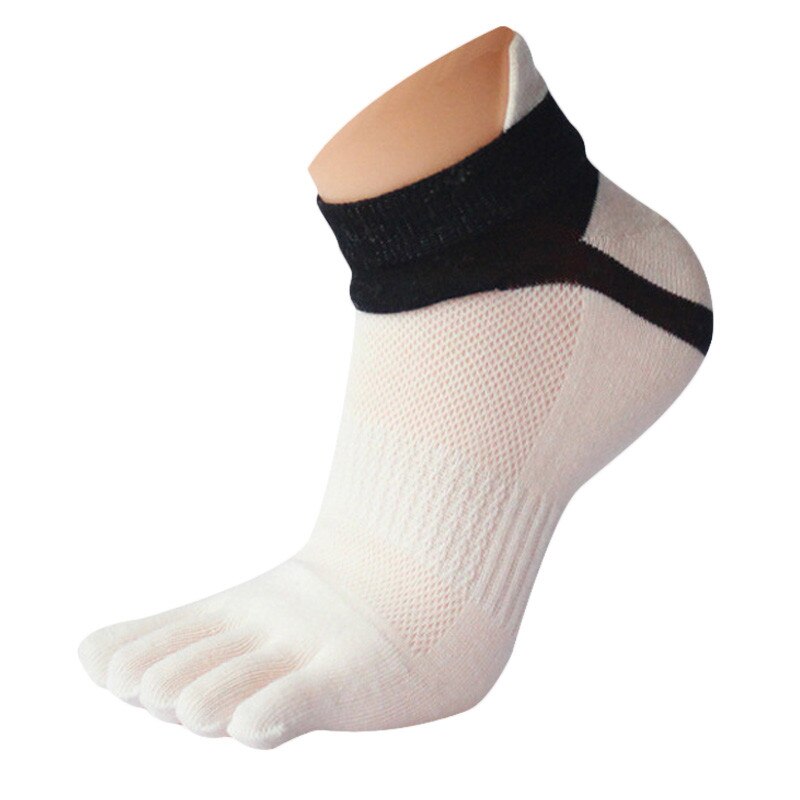 Five Finger Toe Socks Men Breathable Cotton no show Toe Socks 1 Pair Men Mesh Meias Running Five Finger Toe Socks /PY: white