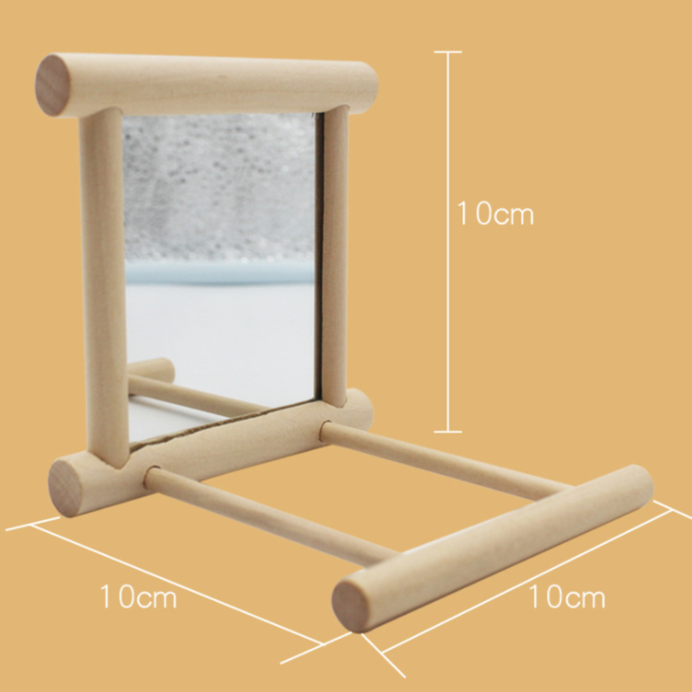 Grappige houten vogel speelgoed spiegel standaard platform speelgoed voor papegaaien valkparkiet vogel vogel spiegel kooi standaard bar accessoires 10*10*10cm