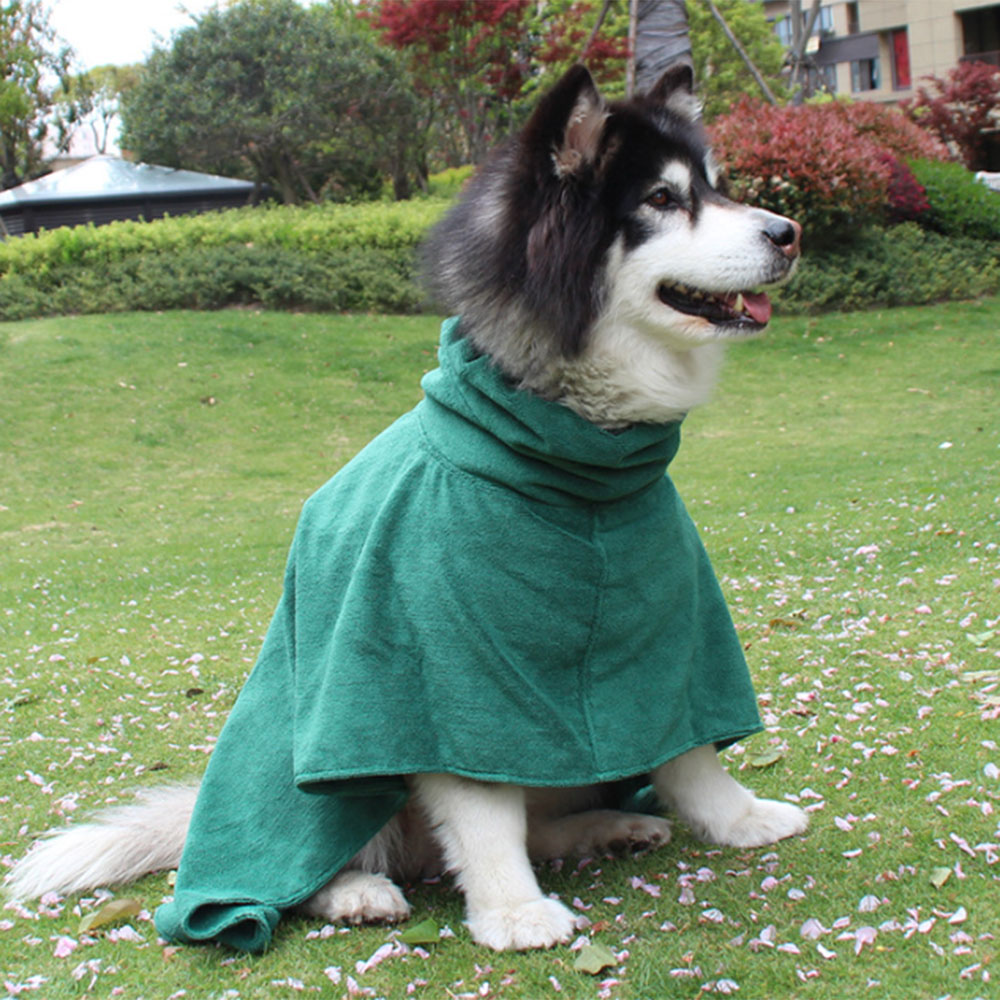 Kjæledyr badekåpe fortykket mikrofiber badehåndkle superabsorberende hund tørkehåndkle med bånd