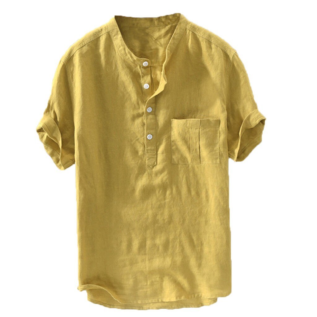Jaycosin herre skjorte plus størrelse massiv hamp knap korte ærmer herre skjorter sommer bluse top skjorte herre camisa masculina 19 jul 9: I / L6