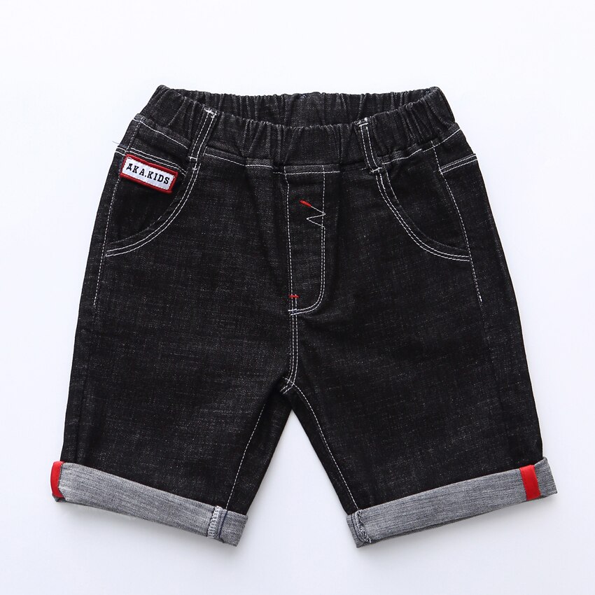 Tøj til drenge i alderen 2 3 4 5 6 7 8 9 baby midjeans jeans shorts børnebukser blå sort dreng sommer tøj bomuldsbukse: Sort / 130cm 5-6t