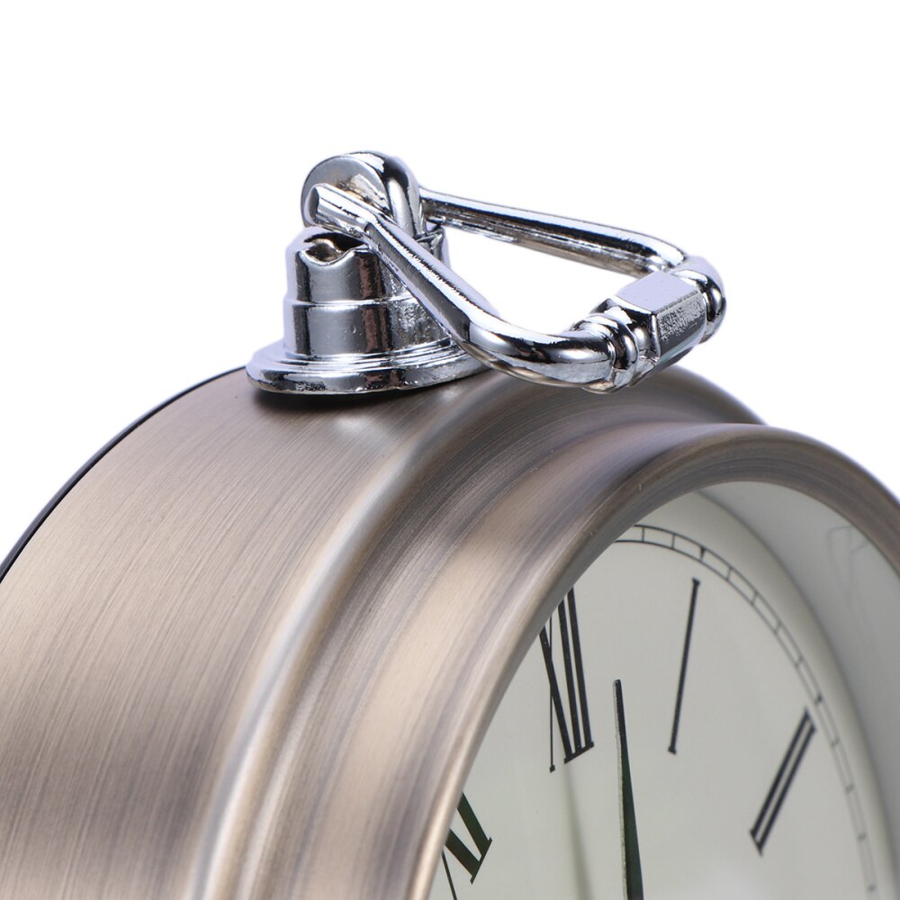 Metal Alarm Clock Roman Numerals Table Bedside Silent Alarm Clock without Battery