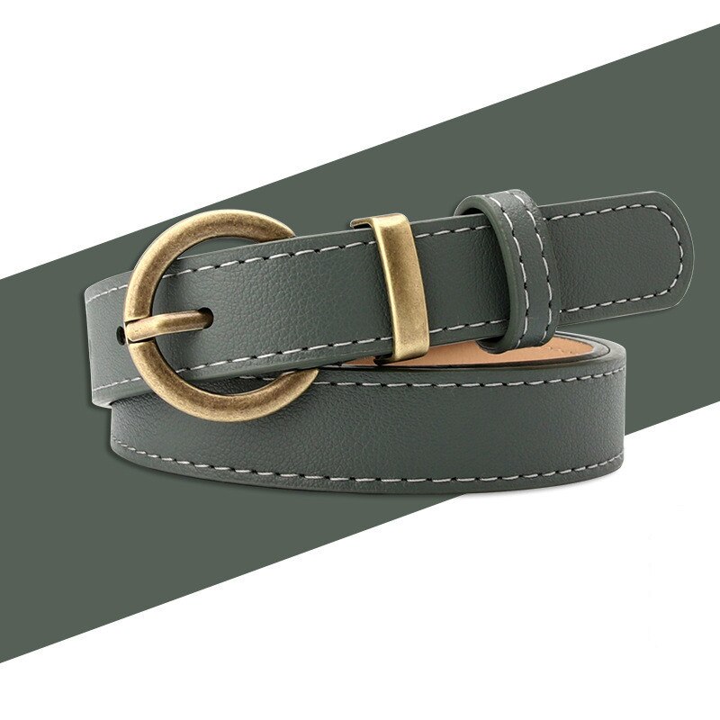 Cinturón de cuero fino para mujer, cinturón negro, blanco y marrón para mujer, cinturón de vestir para niña, pantalones vaqueros