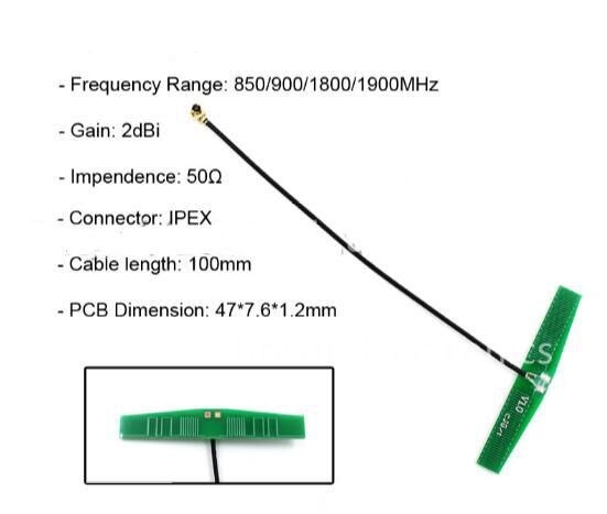 850, 900, 1800, 1900 MHz GSM antena interna conector IPX... SIM800H antena SIM800L antena