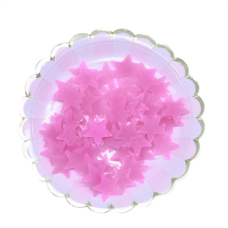 100 pcs/lot 3cm lumineux étoiles Stickers muraux lueur dans le noir étoile autocollant Fluorescent décalcomanies pour bébé chambre maison 3D mur décor: Rose red