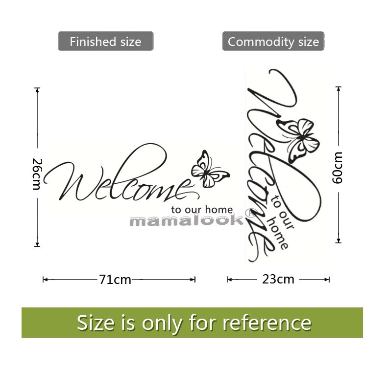 "Witamy w naszym domu" wzory tekstowe naklejka ścienna Dom dekoracje kalkomanie robić salonu tapeta sypialnia dekoracyjne naklejki motyle: Default Title