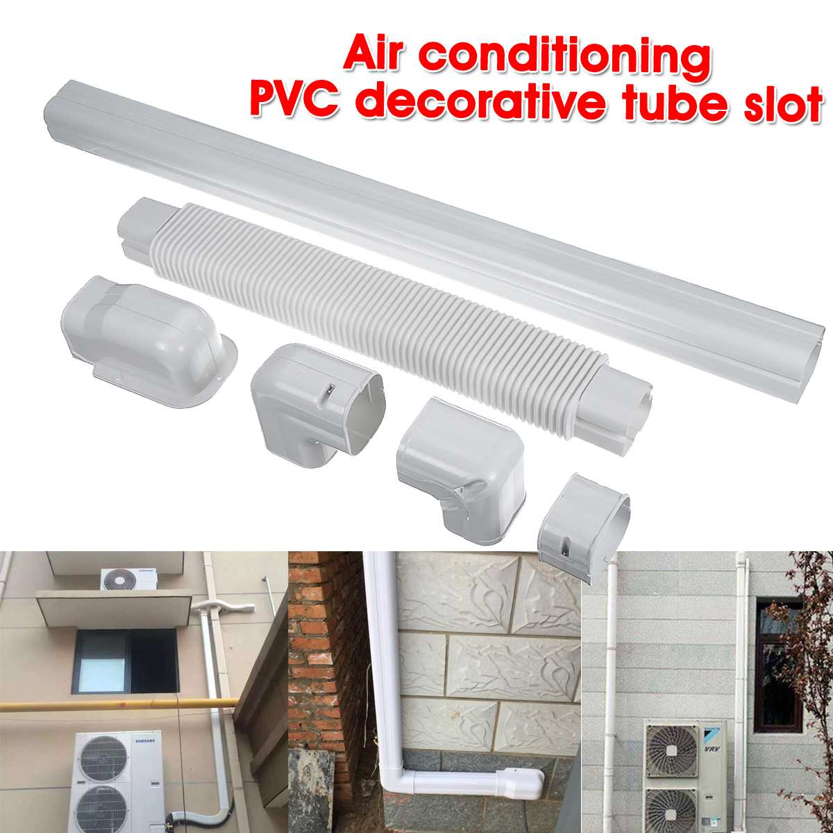 Airconditioning Pvc Decor Buis Flat Bend Duct Slot Buizen Uitlaat Tuinslang Connector Koppeling Airconditioner Accessoires Onderdelen