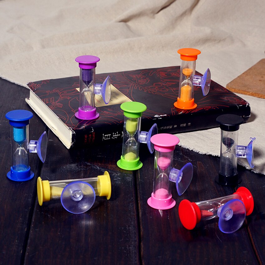 3 Minutes Hourglass Timer with Suction Cup 360 Degree Swivel Sand Timer Mini Plastic Sand Clock for Kids Brushing Teeth,