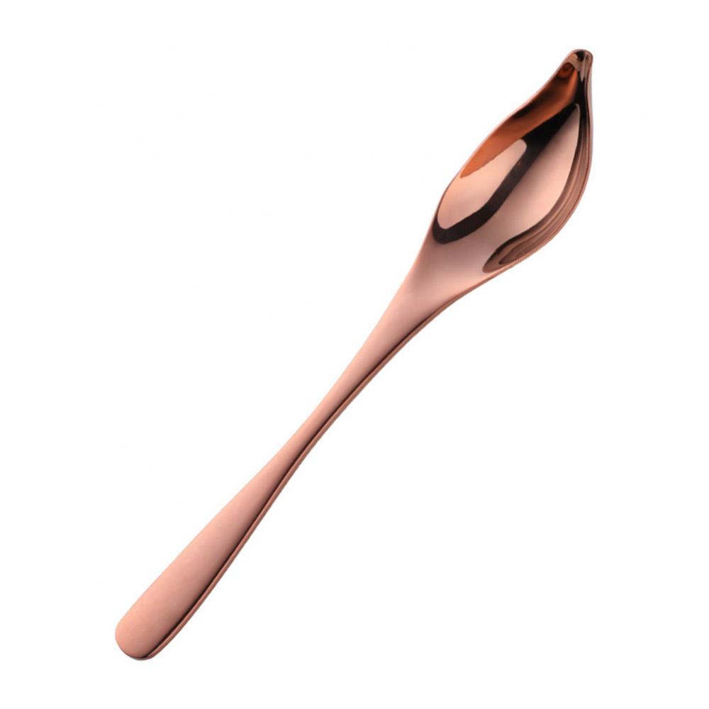 Stainless Steel Long Handle Duck Mouth Sauce Spoon Scoop Tableware Cooking Tool Coffee Spoon Chef Mini Cake Decoration Pencil: Rose Gold