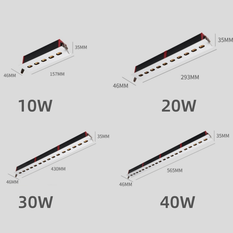 Ingebouwde ledstrip anti-glare spotlight 5heads 10W 10heads 20W 15heads 30W 20heads 40W minimalistische lijnlicht woonkamer 60-260V