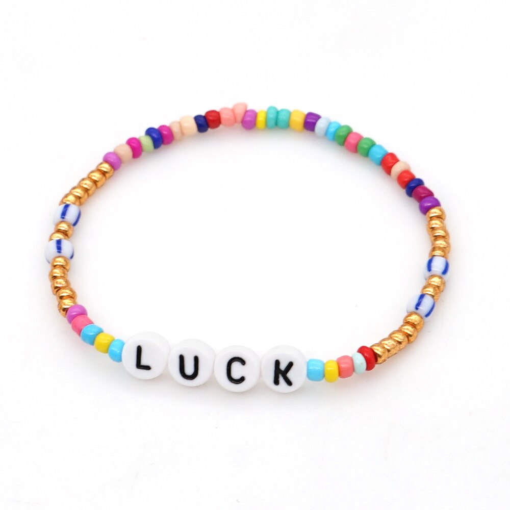 Shinus Kandi Armbinde Für Frauen Boho LIEBE knapp Armbänder Für Mädchen Bohemien Regenbogen Kandy Schmuck Mehrfarbig Perlen Pulsera