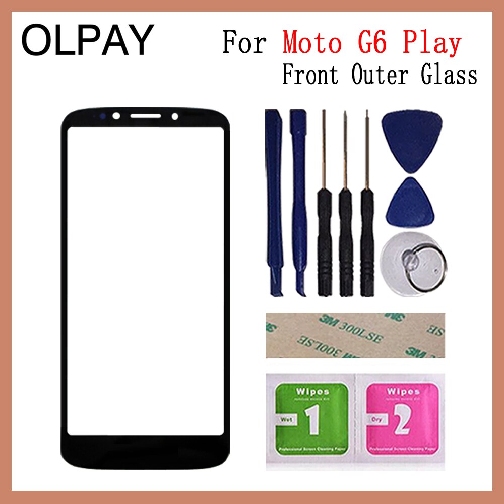 5,7 "Zoll vorderes äußeres Glas für Motorola Moto G6 Play XT1922 Touchscreen Panel vorderes äußeres Glasobjektiv KEIN LCD-Digitizer: Black With Tools