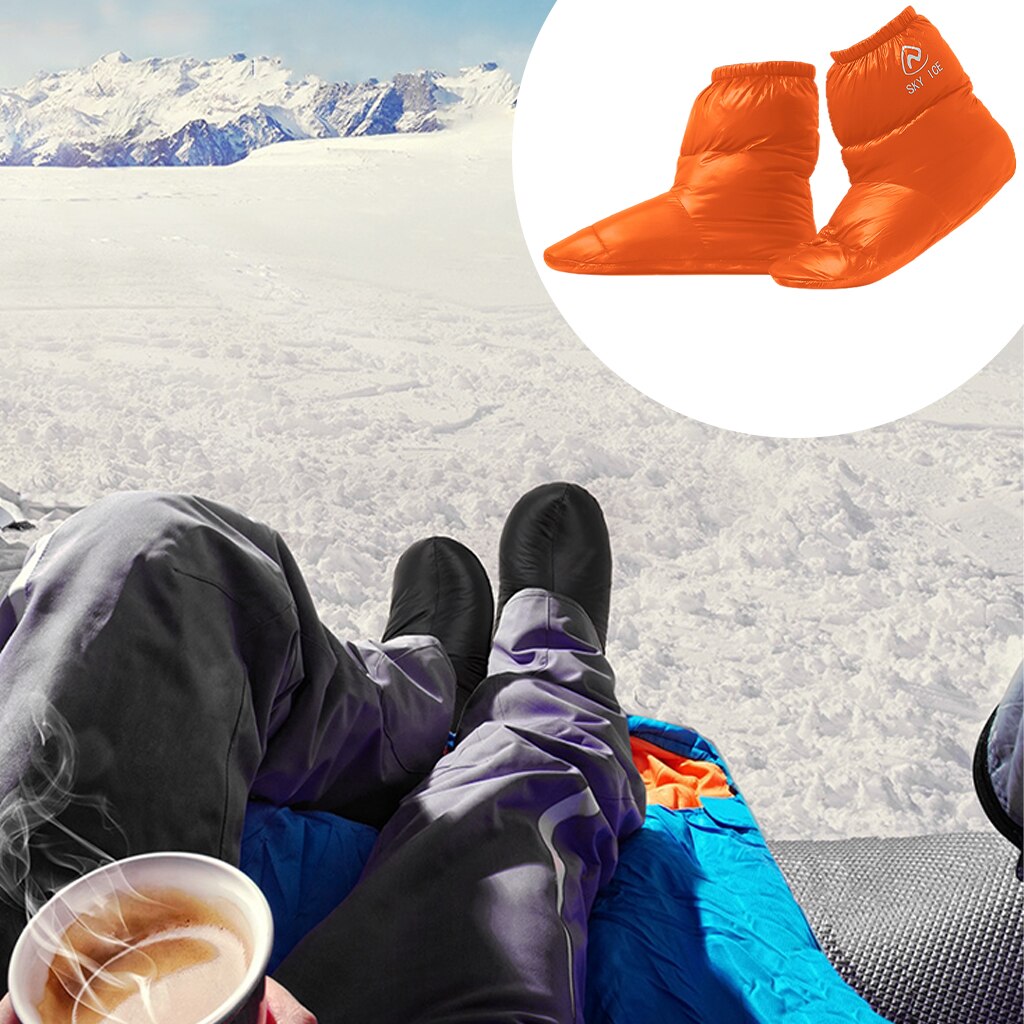 Pantofole Unisex in piumino d&#39;anatra stivali da campeggio all&#39;aperto coprigambe inverno impermeabile