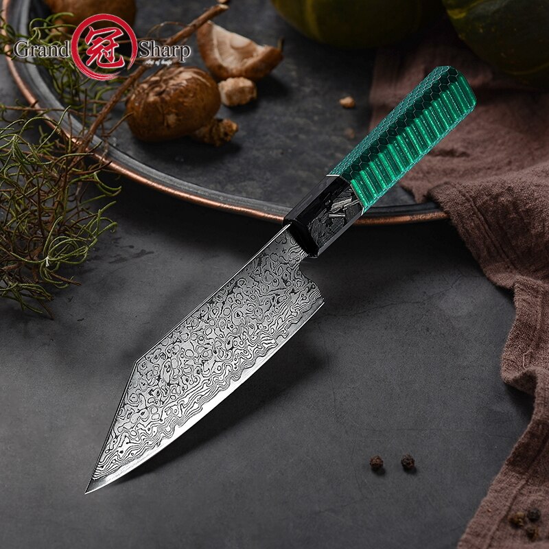 Couteaux de cuisine japonais damas Chef Kiritsuke Santoku, couteau d'office 67 couches VG10 damas en acier, outils Sashimi pour Sushi