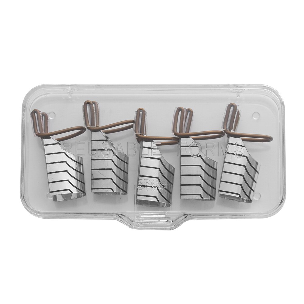 5 stks/set Professionele Herbruikbare Tips Forms UV Gel Acryl Franse Nail Art nails extension Manicure Gereedschap met Transparante Doos