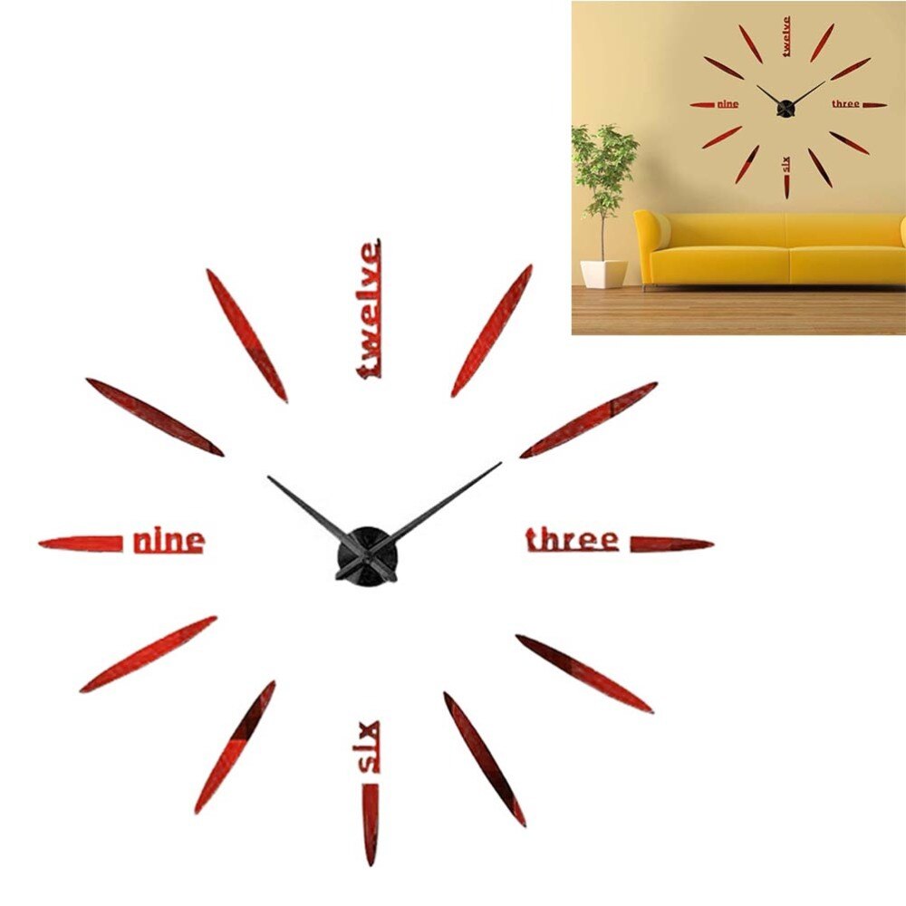 3D Three-dimensional Wall Clock Acrylic Mirror Surface Wall Clock Brief Wall Clock DIY Wall Clock Home Accessor