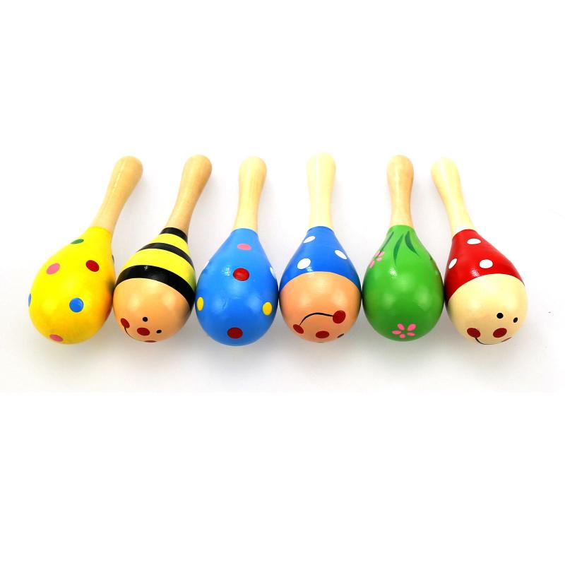 1Pc Infant & Toddlers Wood Sand Hammer Wooden Maraca Rattles Sand Hammer Kids Musical Party Favor Child Baby Shaker Toy