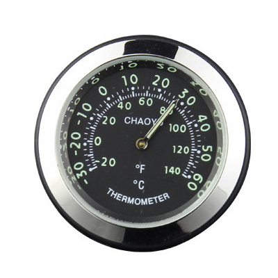 Luminous Auto Gauge Clock Mini Car Air Vent Waterproof Quartz Clock with Clip Air Outlet Watch Clock For Styling Car Accessories: Thermometer Black