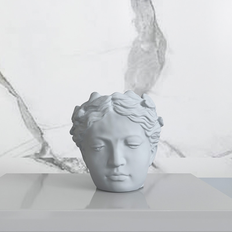 Cement flowerpot silicone mold goddess head flowerpot mold concrete gypsum figure head potted silicone mold