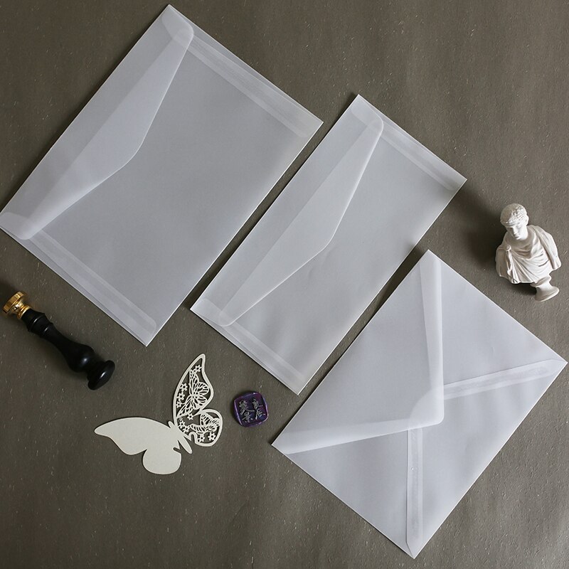 50Pcs/lot 17.5cm ~ 23cm translucent mailer/ envelope DIY parchment paper envelopes for Wedding Party Invitation Card Envelopes