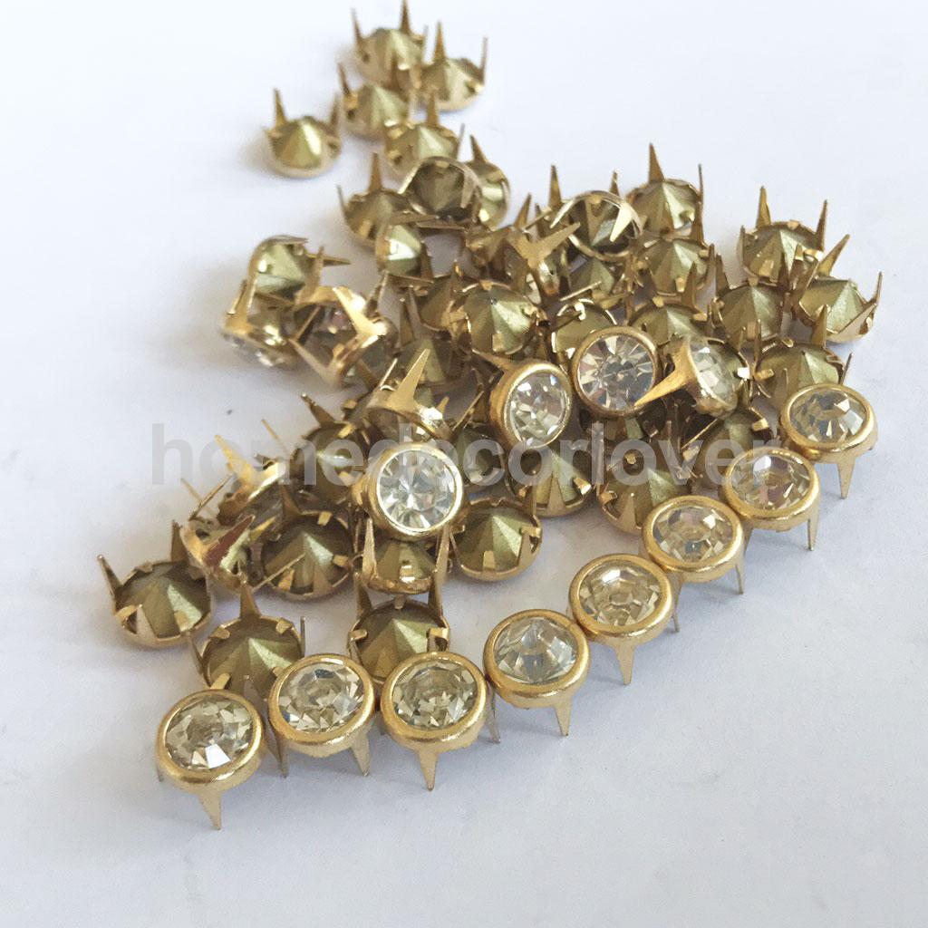 50 stk kløede rhinestone nitter punk pigge nitter flad kegle dekorative nitter gør det selv sæt til tøj tøj taske sko læder