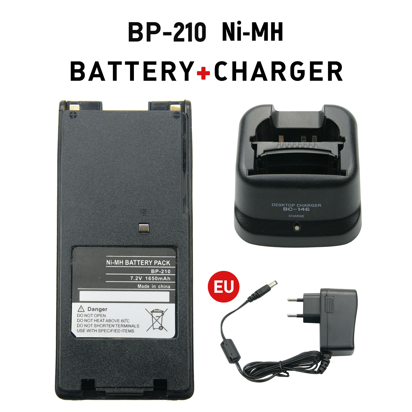 Batteria radio bidirezionale sostitutiva da 1650 mAh BP-209 BP-210 BP-222 BP-209N BP-210N BP-222N per radio ICOM IC-F11 IC-F21 IC-V8: Blu