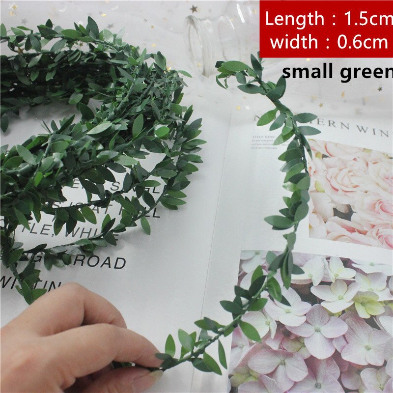 100 cm/unids barato hecho por el hombre siempre primavera otoño flor artificial planta verde guirnalda mimbre de planta decoración del hogar con hojas boda: small green