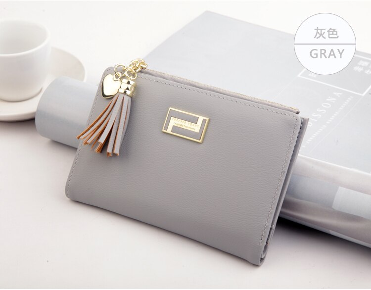 Dames kleine portemonnee dames korte stevige portemonnee clutch tas: Grijs