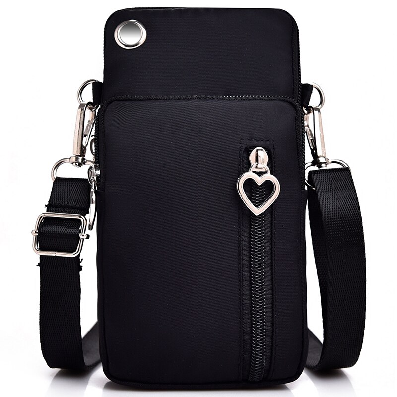 Femme sac de messager Mini sac à bandoulière diagonale multi-fonction téléphone portable sac extérieur écouteur pochette sport sac à bandoulière: Black