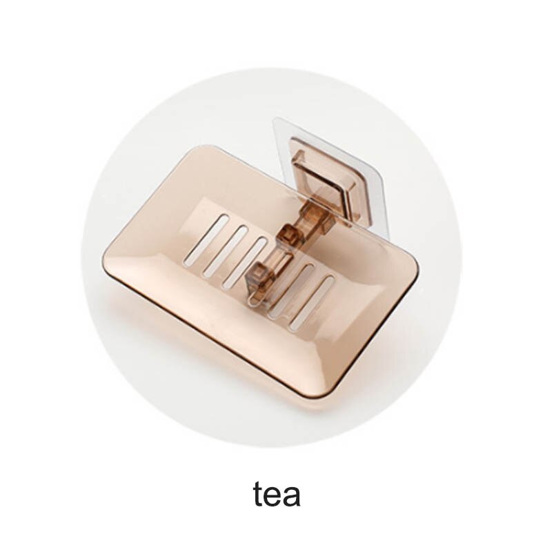 Shower Soap Box Plastic 1PC Bathroom Tray Accessories Tray Holder Wall Mounted Soap Storage Plate Soap Dish Non-slip: tea