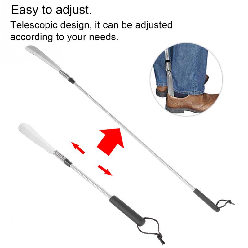 Telescopic Spring Shoe Horn Shoe Accessory Stainless Steel Stretchable Shoe Lifter Long Pull Shoehorn for The Elderly & Pregnant